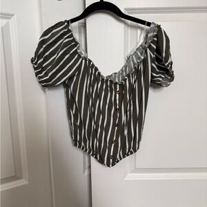 Off the Shoulder Green Top